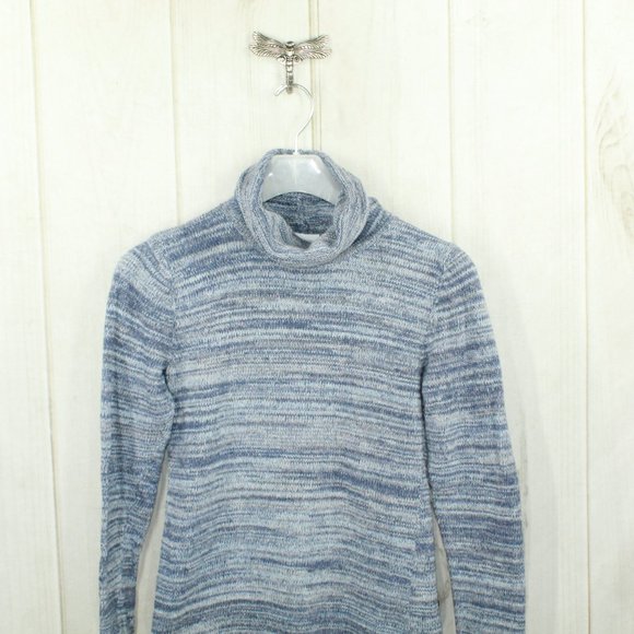 Columbia Blue Striped Ribbed Knit Turtleneck Pullover Sweater Size M - Picture 3 of 11